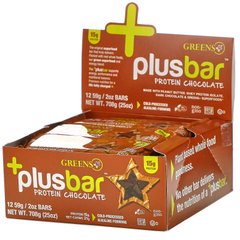 Plusbar, протеїни і шоколад, Greens Plus, 12 батончиків по 59 г