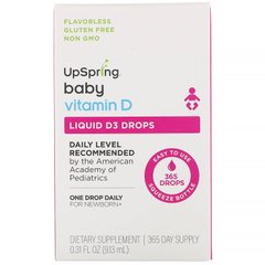 Для дітей, вітамін Д3 в формі капель, Liquid D3 Drops, UpSpring, 9,13 мл