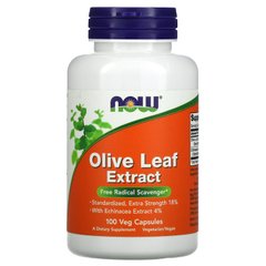 Екстракт листя оливи Now Foods (Olive Leaf Extract) 100 рослинних капсул
