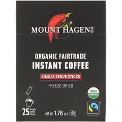 Органічна розчинна кава, закуплений за принципами справедливої ​​торгівлі, Mount Hagen, 25 порційних пакетиків-стіків, 1,76 унц (50 г)