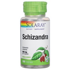 Лимонник, Schizandra, Solaray, 580 мг, 100 вегетаріанських капсул