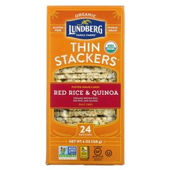 Lundberg, Thin Stackers, червоний рис і кіноа, без солі, 24 рисові коржики