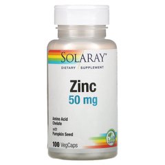 Цинк Solaray (Zinc Amino Acid Chelate) 50 мг 100 капсул
