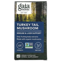 Gaia Herbs, Хвіст індички, гриб, 40 веганських капсул