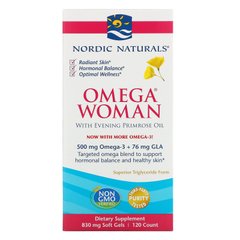 Жіноча омега з маслом примули Nordic Naturals (Omega Woman with Evening Primrose Oil) 830 мг 120 гелевих капсул