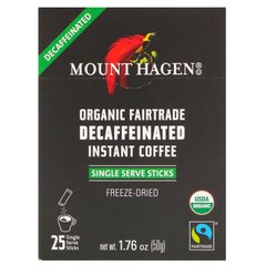 Органічна розчинна кава без кофеїну, закуплений за принципами справедливої ​​торгівлі, Mount Hagen, 25 порційних пакетиків-стіків, 50 г