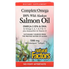 Natural Factors, 100% олія дикого аляскинського лосося, 1300 мг, 180 м'яких таблеток Enteripure