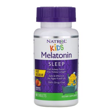Мелатонин детский жевательный Natrol (Melatonin Kids) со вкусом клубники 1 мг 40 таблеток купить в Киеве и Украине