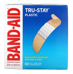 Лейкопластир, пластикові смужки, Band Aid, 60 бинтів