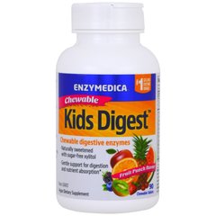 Kids Digest, жевательные пищеварительные ферменты, фруктовый пунш, Enzymedica, 90 жевательных таблеток купить в Киеве и Украине
