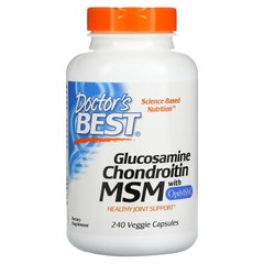 Глюкозамін, хондроїтин, МСМ, Glucosamine Chondroitin MSM with OptiMSM, Doctor's Best, 240 вегетаріанських капсул