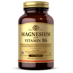 Магній з вітаміном В-6 Solgar (Magnesium With Vitamin B6) 250 таблеток