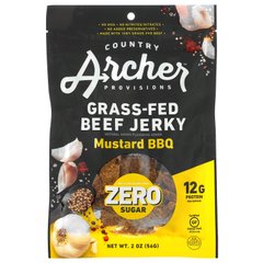 Country Archer Jerky, в'ялені чіпси з трав'яної відгодівлі, без цукру, барбекю з гірчицею, 56 г (2 унції)