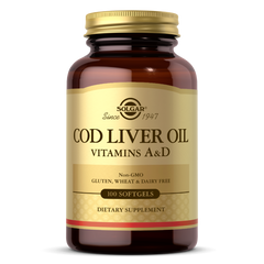 Вітамін А і Д з печінки норвезької тріски Solgar (Vitamin А And D Cod Liver Oil) 100 капсул