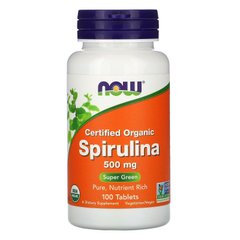 Спіруліна органічна Now Foods (Spirulina Organic) 500 мг 100 таблеток