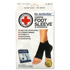 Doctor Arthritis, Мідний рукав та посібник для стопи, середній розмір, чорний, 1 пара