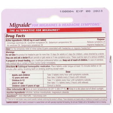 Migraide, формула максимальной силы от головной боли, Boericke & Tafel, 40 таблеток купить в Киеве и Украине