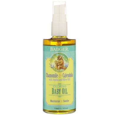 Заспокійливе масло для дітей ромашка і календула з оливковою олією і маслом жожоба Badger Company (Baby Oil) 118 мл