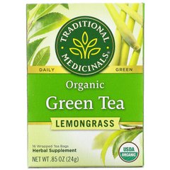 Органічний зелений чай з лемонграсу, Traditional Medicinals, 16 пакетиків, 0,85 унції (24 г)
