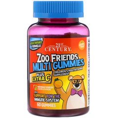 Мультивитамины для детей с витамином С 21st Century (Zoo Friends Multi Gummies Plus Extra C) 60 шт. купить в Киеве и Украине
