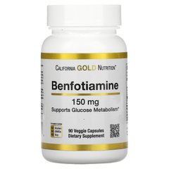 Бенфотіамін California Gold Nutrition (Benfotiamine) 150 мг 90 рослинних капсул