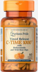 Вітамін С з біофлавоноїдами і шипшиною, Vitamin C with Rose Hips Timed Release, Puritan's Pride, 1000 мг, 60 таблеток