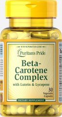 Бета-каротину комплекс з лютеїном і лікопіном, Beta-Carotene Complex with Lutein,Lycopene, Puritan's Pride, 30 капсул