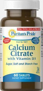Цитрат кальция + витамин D, Calcium Citrate with Vitamin D, Puritan's Pride, 1000 мг/600 МЕ, 60 таблеток купить в Киеве и Украине