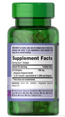 Oil of Oregano Extract, Puritans Pride, 1500 mg, 180 capsules