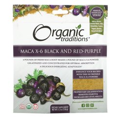 Порошок суперпродукту Мака X-6 чорний та червоно-фіолетовий Organic Traditions (Maca X-6 Black and Red-Purple) 150 г