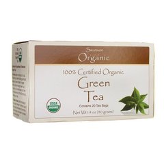 100% сертифікований органічний зелений чай, 100% Certified Organic Green Tea, Swanson, 20 пакетиків