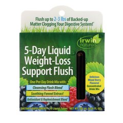 5-денний жироспалювач, змішана ягода, 5-Day Liquid Weight-Loss Support Flush, Mixed Berry, Irwin Naturals, 10 рідких пробірок по 10 мл кожна