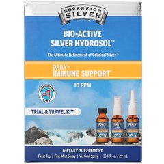 Sovereign Silver, Щоденна + підтримка імунітету, Пробний та туристичний набір, 10 частин на мільйон, набір із 3 предметів