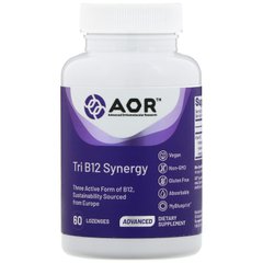 Вітамін В12, Tri B12 Synergy, Advanced Orthomolecular Research AOR, 60 пастилок