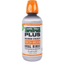 Ополіскувач порожнини рота та освіжувач дихання TheraBreath (Plus Maximum Strength Fresh Breath Oral Rinse Peppermint) 473 мл