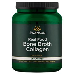 Колаген з кістяного бульйону зі справжньою їжею - без смаку, Real Food Bone Broth Collagen - Unflavored, Swanson, 480 г