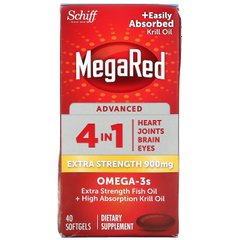 Schiff, MegaRed, Advanced 4 в 1 Омега-3, додаткова сила, 900 мг, 40 м'яких таблеток