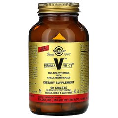 Мультивитамины с хелатными минералами Solgar (Formula V VM-75) 90 таблеток купить в Киеве и Украине