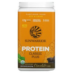 Classic Plus Protein, органічний, на рослинній основі, шоколад, Sunwarrior, 1,65 фунта (750 г)
