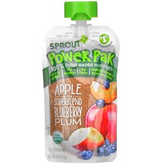 Sprout Organic, Power Pak, от 12 месяцев и старше, яблоко с добавлением черничной сливы Superblend, 4,0 унции (113 г) купить в Киеве и Украине