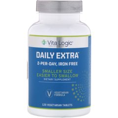 Мультивітаміни і мінерали комплекс без заліза Vita Logic (Daily Extra) 2 в день 120 вегетаріанських таблеток