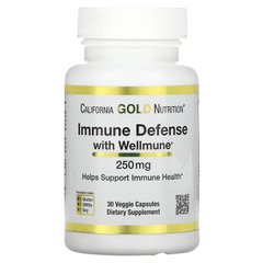 Вітаміни для імунітету за допомогою бета-глюкану California Gold Nutrition (Immune Defense with Wellmune Beta-Glucan) 250 мг 30 вегетаріанських капсул