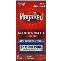Чудова олія криля з омега-3, MegaRed, Schiff, 750 мг, 40 м'яких таблеток