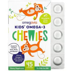 OmegaVia, жевательные таблетки с омега-3 для детей, клубнично-цитрусовый вкус, 45 штук купить в Киеве и Украине
