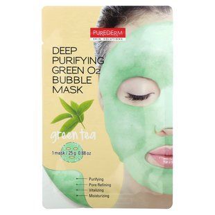 Purederm, Deep Purifying Green O2 Bubble Beauty Mask, Green Tea, 1 Sheet Mask, 0.88 oz (25 g) купить в Киеве и Украине