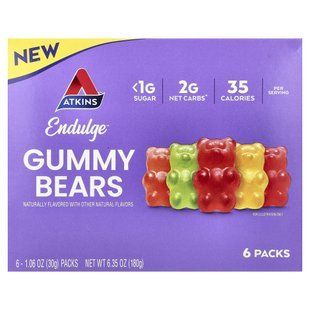 Atkins, Endulge&trade;, Gummy Bears, 6 Packs, 1.06 oz (30 g) Each купить в Киеве и Украине