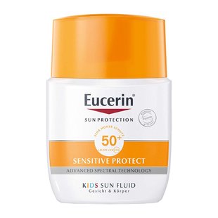 Детский солнцезащитный крем-флюид SPF50+, Sun Sensitive Protect Kids Fluid SPF 50+, Eucerin, 50 мл купить в Киеве и Украине