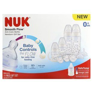 NUK, Smooth Flow, Anti-Colic Bottle Newborn Gift Set, 0+ Months, 11 Pieces купить в Киеве и Украине