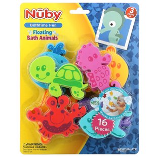 Плавающие животные для ванн для детей от 3 лет Nuby (Floating Bath Animals 3+ Years) 16 шт купить в Киеве и Украине