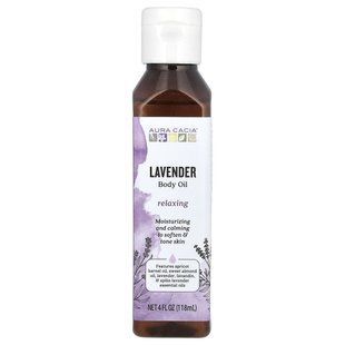Масло для тела с эффектом ароматерапии, успокаивающая лаванда, Aura Cacia, 4 жидкие унции (118 мл) купить в Киеве и Украине
